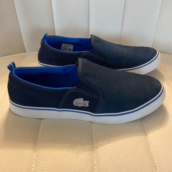 Lacoste Suede Loafers Navy Blue -Boys sz 5 Euro 38 - Picture 1 of 6
